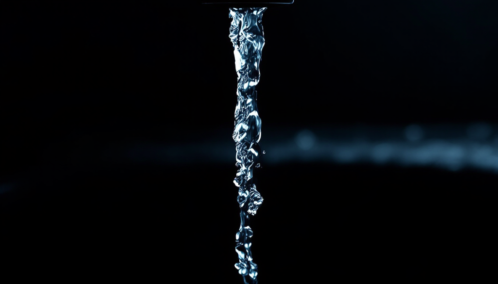 Water stream against darkness